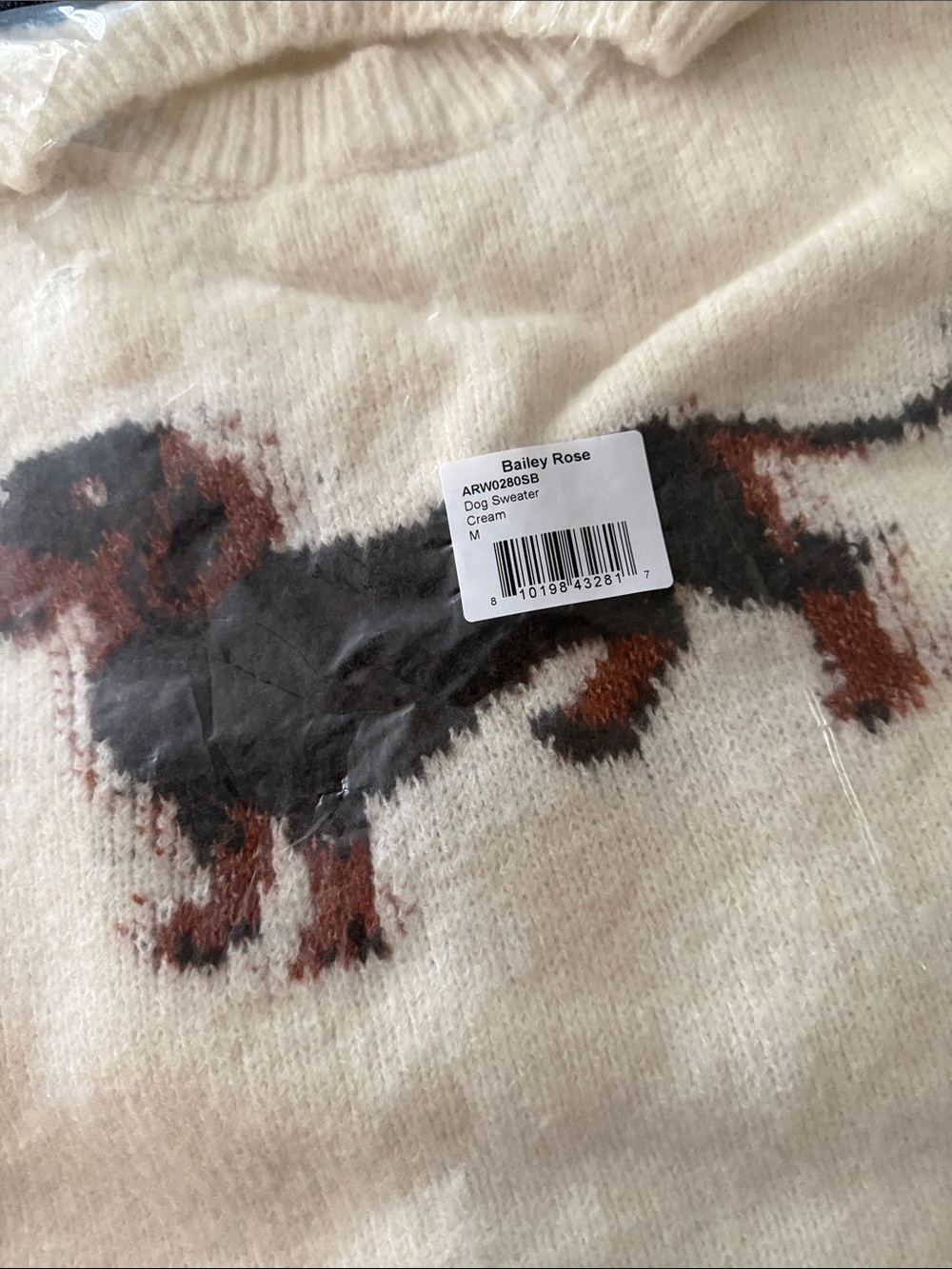 NWT BAILEY ROSE Dog Sweater, Cream, size M - Picture 5 of 6